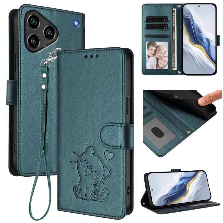 Embossed Heart Cat Leather Phone Case with Hand Strap, For ZTE nubia Neo 5 5G, For ZTE nubia Neo 5 GT 5G, For ZTE nubia P7 Pro 5G / Optus X Value 5G, For ZTE nubia P9 Pro 5G / Optus X Pro 2 5G, For ZTE nubia RedMagic 11 Air                             ...