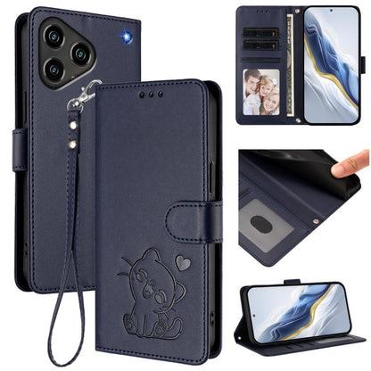 Embossed Heart Cat Leather Phone Case with Hand Strap, For ZTE nubia Neo 5 5G, For ZTE nubia Neo 5 GT 5G, For ZTE nubia P7 Pro 5G / Optus X Value 5G, For ZTE nubia P9 Pro 5G / Optus X Pro 2 5G, For ZTE nubia RedMagic 11 Air                             ...