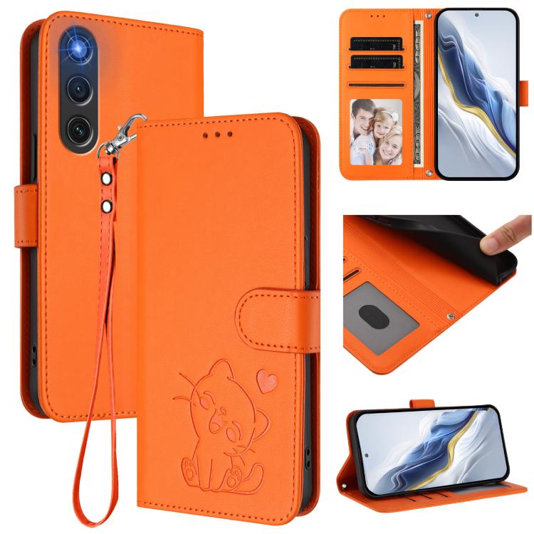 Embossed Heart Cat Leather Phone Case with Hand Strap, For ZTE Blade A36 4G, For ZTE Blade A56 4G, For ZTE nubia Neo 3, For ZTE nubia RedMagic 10 Air, For ZTE Kantan Sumaho 4 A402ZT, For ZTE Blade V60 4G / Axon 60 4G, For ZTE Blade A35e                ...