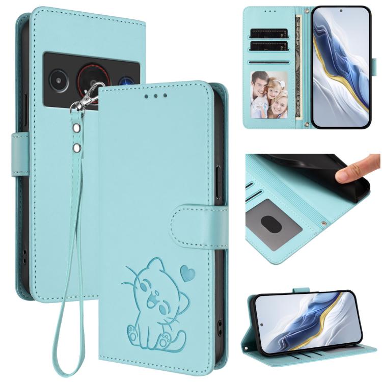 Embossed Heart Cat Leather Phone Case with Hand Strap, For ZTE nubia Neo 5 5G, For ZTE nubia Neo 5 GT 5G, For ZTE nubia P7 Pro 5G / Optus X Value 5G, For ZTE nubia P9 Pro 5G / Optus X Pro 2 5G, For ZTE nubia RedMagic 11 Air                             ...