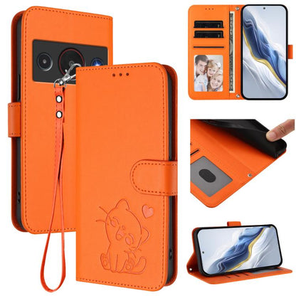Embossed Heart Cat Leather Phone Case with Hand Strap, For ZTE nubia Neo 5 5G, For ZTE nubia Neo 5 GT 5G, For ZTE nubia P7 Pro 5G / Optus X Value 5G, For ZTE nubia P9 Pro 5G / Optus X Pro 2 5G, For ZTE nubia RedMagic 11 Air                             ...