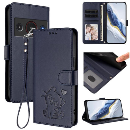 Embossed Heart Cat Leather Phone Case with Hand Strap, For ZTE nubia Neo 5 5G, For ZTE nubia Neo 5 GT 5G, For ZTE nubia P7 Pro 5G / Optus X Value 5G, For ZTE nubia P9 Pro 5G / Optus X Pro 2 5G, For ZTE nubia RedMagic 11 Air                             ...