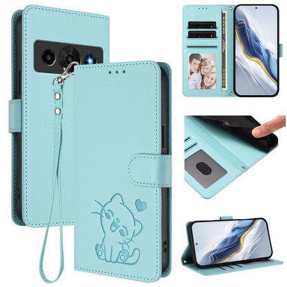 Embossed Heart Cat Leather Phone Case with Hand Strap, For ZTE nubia Neo 5 5G, For ZTE nubia Neo 5 GT 5G, For ZTE nubia P7 Pro 5G / Optus X Value 5G, For ZTE nubia P9 Pro 5G / Optus X Pro 2 5G, For ZTE nubia RedMagic 11 Air                             ...