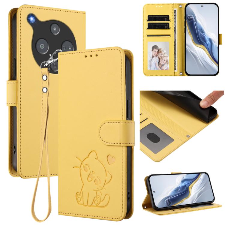 Embossed Heart Cat Leather Phone Case with Hand Strap, For ZTE nubia Neo 5 5G, For ZTE nubia Neo 5 GT 5G, For ZTE nubia P7 Pro 5G / Optus X Value 5G, For ZTE nubia P9 Pro 5G / Optus X Pro 2 5G, For ZTE nubia RedMagic 11 Air                             ...