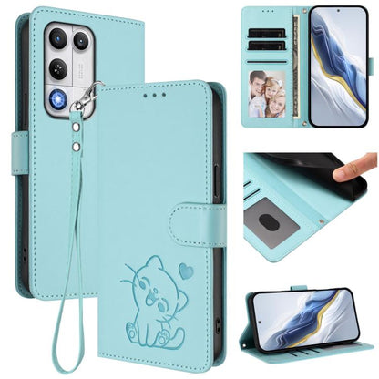 Embossed Heart Cat Leather Phone Case with Hand Strap, For ZTE nubia Neo 5 5G, For ZTE nubia Neo 5 GT 5G, For ZTE nubia P7 Pro 5G / Optus X Value 5G, For ZTE nubia P9 Pro 5G / Optus X Pro 2 5G, For ZTE nubia RedMagic 11 Air                             ...