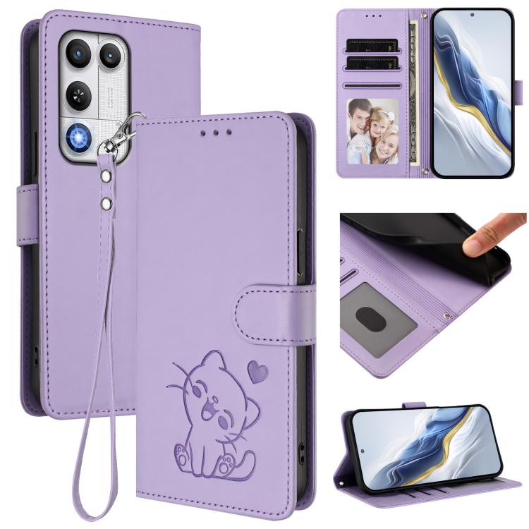 Embossed Heart Cat Leather Phone Case with Hand Strap, For ZTE nubia Neo 5 5G, For ZTE nubia Neo 5 GT 5G, For ZTE nubia P7 Pro 5G / Optus X Value 5G, For ZTE nubia P9 Pro 5G / Optus X Pro 2 5G, For ZTE nubia RedMagic 11 Air                             ...