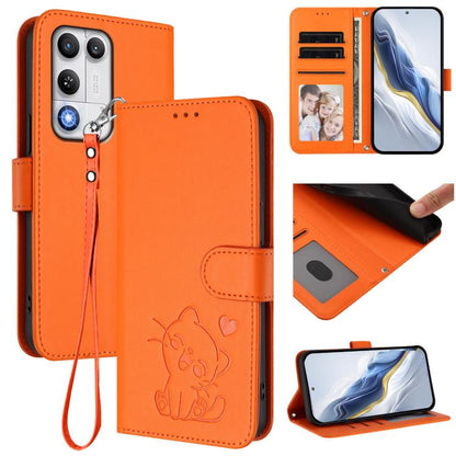 Embossed Heart Cat Leather Phone Case with Hand Strap, For ZTE nubia Neo 5 5G, For ZTE nubia Neo 5 GT 5G, For ZTE nubia P7 Pro 5G / Optus X Value 5G, For ZTE nubia P9 Pro 5G / Optus X Pro 2 5G, For ZTE nubia RedMagic 11 Air                             ...