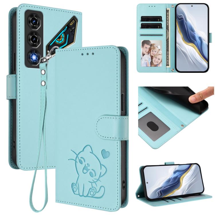 Embossed Heart Cat Leather Phone Case with Hand Strap, For ZTE nubia Neo 5 5G, For ZTE nubia Neo 5 GT 5G, For ZTE nubia P7 Pro 5G / Optus X Value 5G, For ZTE nubia P9 Pro 5G / Optus X Pro 2 5G, For ZTE nubia RedMagic 11 Air                             ...