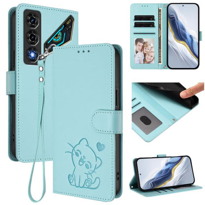 Embossed Heart Cat Leather Phone Case with Hand Strap, For ZTE nubia Neo 5 5G, For ZTE nubia Neo 5 GT 5G, For ZTE nubia P7 Pro 5G / Optus X Value 5G, For ZTE nubia P9 Pro 5G / Optus X Pro 2 5G, For ZTE nubia RedMagic 11 Air                             ...