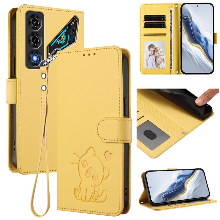 Embossed Heart Cat Leather Phone Case with Hand Strap, For ZTE nubia Neo 5 5G, For ZTE nubia Neo 5 GT 5G, For ZTE nubia P7 Pro 5G / Optus X Value 5G, For ZTE nubia P9 Pro 5G / Optus X Pro 2 5G, For ZTE nubia RedMagic 11 Air                             ...