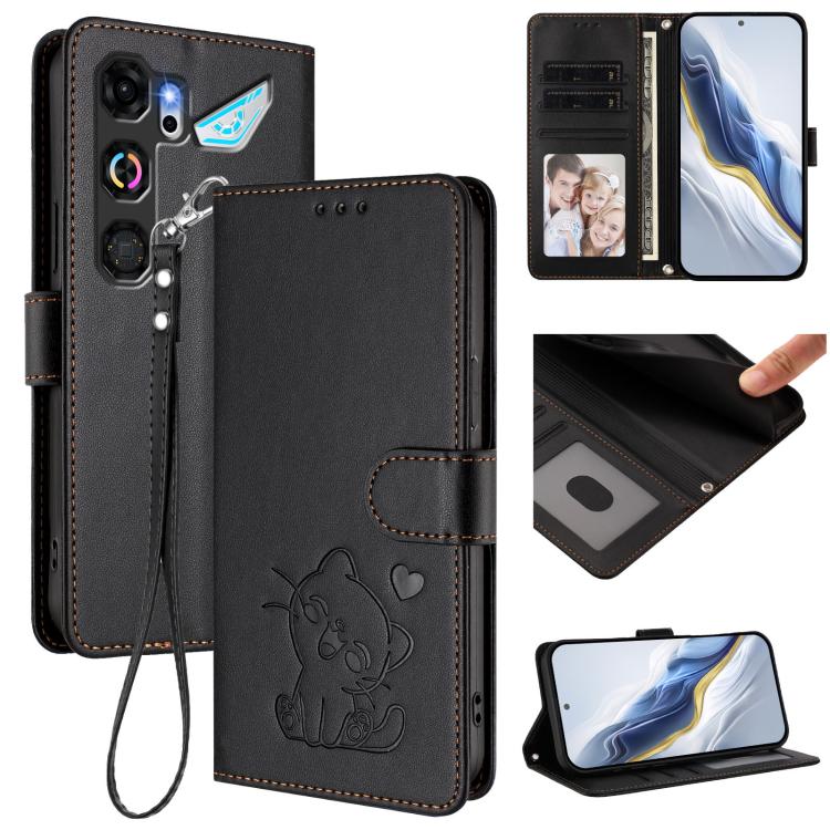 Embossed Heart Cat Leather Phone Case with Hand Strap, For ZTE nubia Neo 5 5G, For ZTE nubia Neo 5 GT 5G, For ZTE nubia P7 Pro 5G / Optus X Value 5G, For ZTE nubia P9 Pro 5G / Optus X Pro 2 5G, For ZTE nubia RedMagic 11 Air                             ...