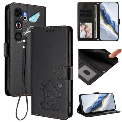 Embossed Heart Cat Leather Phone Case with Hand Strap, For ZTE nubia Neo 5 5G, For ZTE nubia Neo 5 GT 5G, For ZTE nubia P7 Pro 5G / Optus X Value 5G, For ZTE nubia P9 Pro 5G / Optus X Pro 2 5G, For ZTE nubia RedMagic 11 Air                             ...