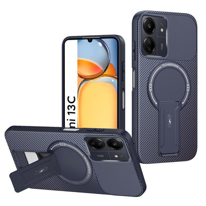Carbon Fiber Texture MagSafe Phone Case with Holder, For Redmi K90 Pro Max / Poco F8 Ultra, For Redmi 15C 5G / 4G EU 173mm, For Redmi 15 5G Global / 15 4G SEA 169mm, For Redmi 15 5G / 4G EU 171mm, For Redmi 15C 5G / 4G Global 171mm                     ...