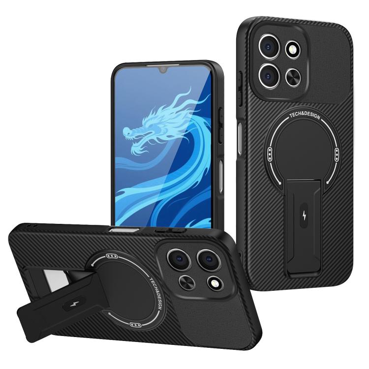 Carbon Fiber Texture MagSafe Phone Case with Holder, For Redmi K90 Pro Max / Poco F8 Ultra, For Redmi 15C 5G / 4G EU 173mm, For Redmi 15 5G Global / 15 4G SEA 169mm, For Redmi 15 5G / 4G EU 171mm, For Redmi 15C 5G / 4G Global 171mm                     ...