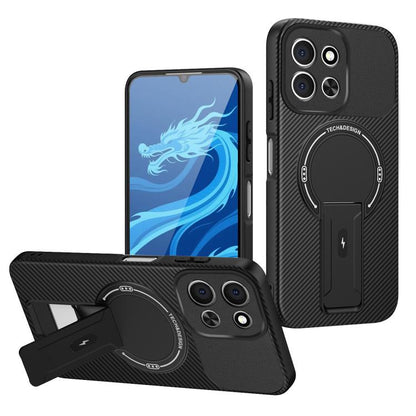 Carbon Fiber Texture MagSafe Phone Case with Holder, For Redmi K90 Pro Max / Poco F8 Ultra, For Redmi 15C 5G / 4G EU 173mm, For Redmi 15 5G Global / 15 4G SEA 169mm, For Redmi 15 5G / 4G EU 171mm, For Redmi 15C 5G / 4G Global 171mm                     ...