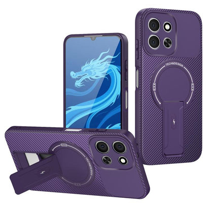 Carbon Fiber Texture MagSafe Phone Case with Holder, For Redmi K90 Pro Max / Poco F8 Ultra, For Redmi 15C 5G / 4G EU 173mm, For Redmi 15 5G Global / 15 4G SEA 169mm, For Redmi 15 5G / 4G EU 171mm, For Redmi 15C 5G / 4G Global 171mm                     ...