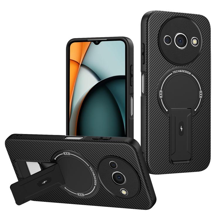 Carbon Fiber Texture MagSafe Phone Case with Holder, For Redmi K90 Pro Max / Poco F8 Ultra, For Redmi 15C 5G / 4G EU 173mm, For Redmi 15 5G Global / 15 4G SEA 169mm, For Redmi 15 5G / 4G EU 171mm, For Redmi 15C 5G / 4G Global 171mm                     ...