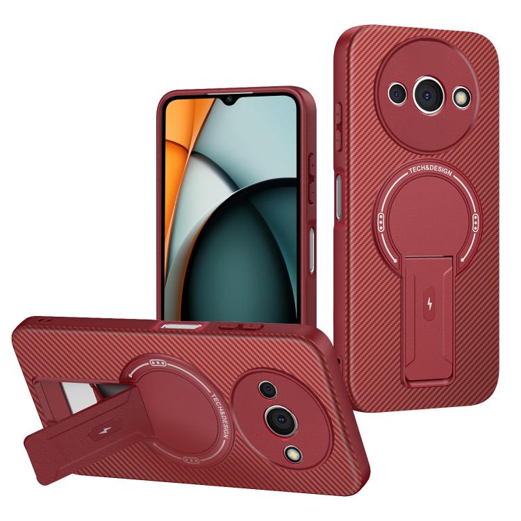 Carbon Fiber Texture MagSafe Phone Case with Holder, For Redmi K90 Pro Max / Poco F8 Ultra, For Redmi 15C 5G / 4G EU 173mm, For Redmi 15 5G Global / 15 4G SEA 169mm, For Redmi 15 5G / 4G EU 171mm, For Redmi 15C 5G / 4G Global 171mm                     ...