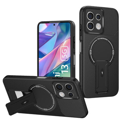 Carbon Fiber Texture MagSafe Phone Case with Holder, For Redmi K90 Pro Max / Poco F8 Ultra, For Redmi 15C 5G / 4G EU 173mm, For Redmi 15 5G Global / 15 4G SEA 169mm, For Redmi 15 5G / 4G EU 171mm, For Redmi 15C 5G / 4G Global 171mm                     ...