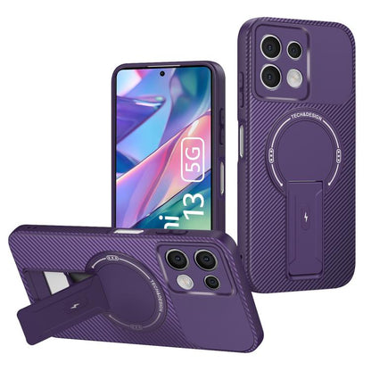 Carbon Fiber Texture MagSafe Phone Case with Holder, For Redmi K90 Pro Max / Poco F8 Ultra, For Redmi 15C 5G / 4G EU 173mm, For Redmi 15 5G Global / 15 4G SEA 169mm, For Redmi 15 5G / 4G EU 171mm, For Redmi 15C 5G / 4G Global 171mm                     ...