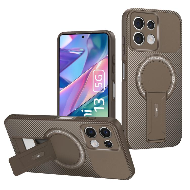 Carbon Fiber Texture MagSafe Phone Case with Holder, For Redmi K90 Pro Max / Poco F8 Ultra, For Redmi 15C 5G / 4G EU 173mm, For Redmi 15 5G Global / 15 4G SEA 169mm, For Redmi 15 5G / 4G EU 171mm, For Redmi 15C 5G / 4G Global 171mm                     ...