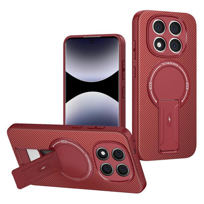 Carbon Fiber Texture MagSafe Phone Case with Holder, For Redmi K90 Pro Max / Poco F8 Ultra, For Redmi 15C 5G / 4G EU 173mm, For Redmi 15 5G Global / 15 4G SEA 169mm, For Redmi 15 5G / 4G EU 171mm, For Redmi 15C 5G / 4G Global 171mm                     ...