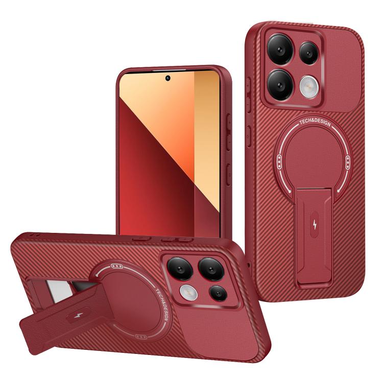 Carbon Fiber Texture MagSafe Phone Case with Holder, For Redmi K90 Pro Max / Poco F8 Ultra, For Redmi 15C 5G / 4G EU 173mm, For Redmi 15 5G Global / 15 4G SEA 169mm, For Redmi 15 5G / 4G EU 171mm, For Redmi 15C 5G / 4G Global 171mm                     ...