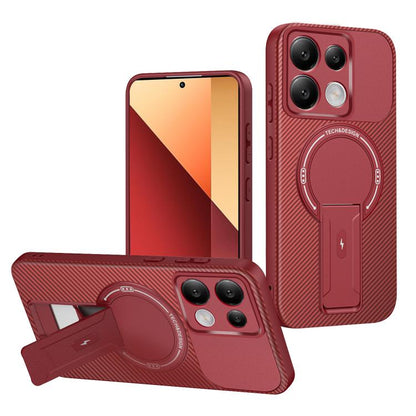 Carbon Fiber Texture MagSafe Phone Case with Holder, For Redmi K90 Pro Max / Poco F8 Ultra, For Redmi 15C 5G / 4G EU 173mm, For Redmi 15 5G Global / 15 4G SEA 169mm, For Redmi 15 5G / 4G EU 171mm, For Redmi 15C 5G / 4G Global 171mm                     ...