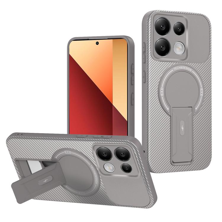 Carbon Fiber Texture MagSafe Phone Case with Holder, For Redmi K90 Pro Max / Poco F8 Ultra, For Redmi 15C 5G / 4G EU 173mm, For Redmi 15 5G Global / 15 4G SEA 169mm, For Redmi 15 5G / 4G EU 171mm, For Redmi 15C 5G / 4G Global 171mm                     ...