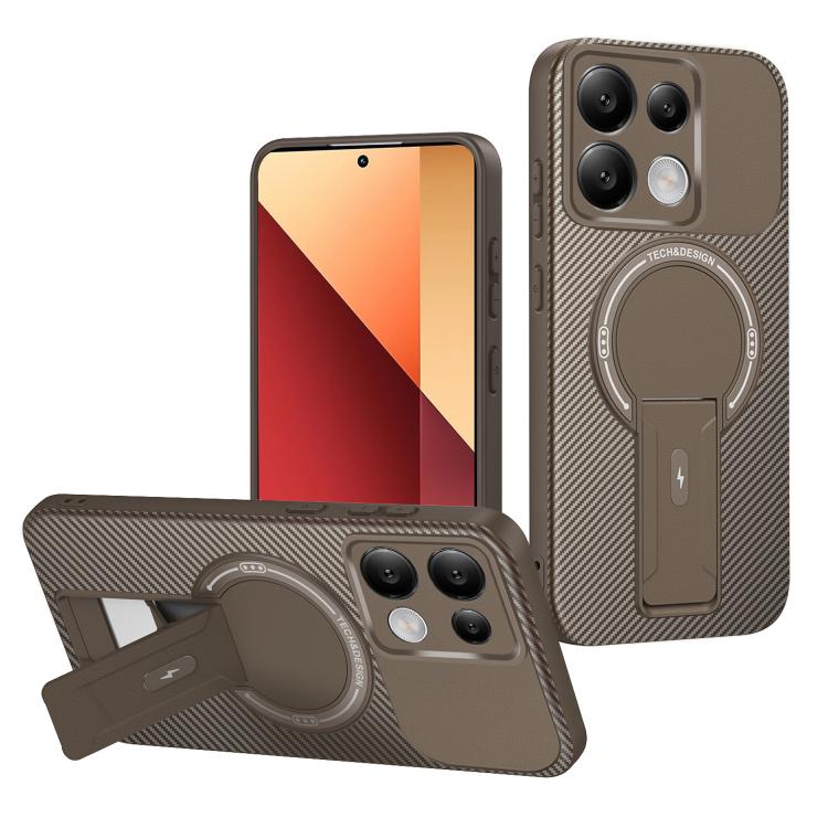 Carbon Fiber Texture MagSafe Phone Case with Holder, For Redmi K90 Pro Max / Poco F8 Ultra, For Redmi 15C 5G / 4G EU 173mm, For Redmi 15 5G Global / 15 4G SEA 169mm, For Redmi 15 5G / 4G EU 171mm, For Redmi 15C 5G / 4G Global 171mm                     ...