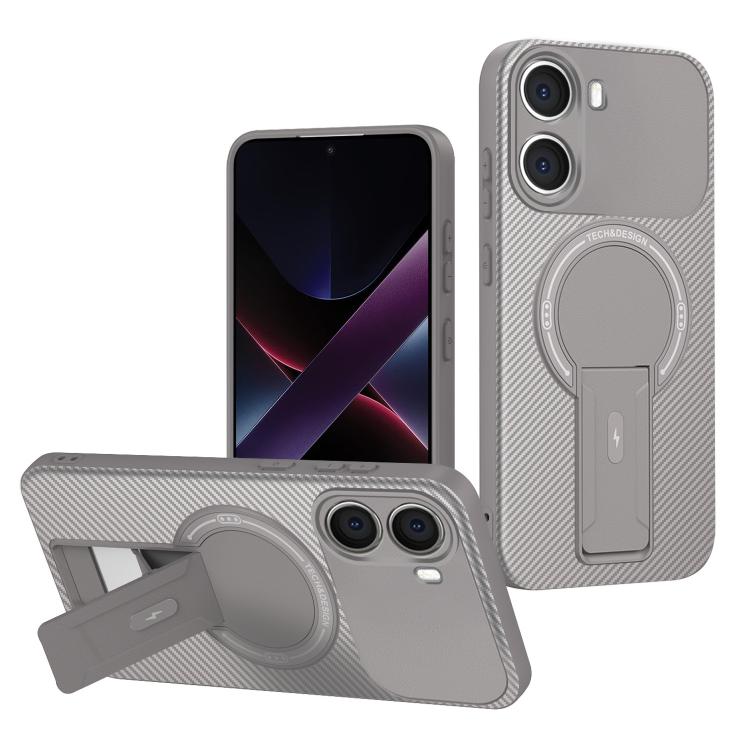 Carbon Fiber Texture MagSafe Phone Case with Holder, For Redmi K90 Pro Max / Poco F8 Ultra, For Redmi 15C 5G / 4G EU 173mm, For Redmi 15 5G Global / 15 4G SEA 169mm, For Redmi 15 5G / 4G EU 171mm, For Redmi 15C 5G / 4G Global 171mm                     ...