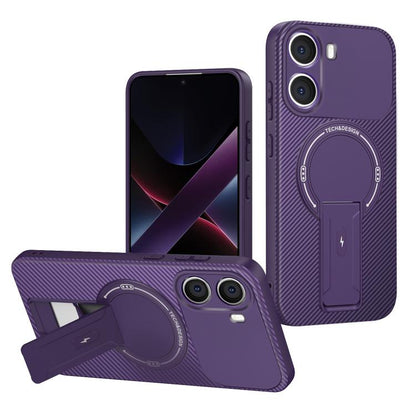 Carbon Fiber Texture MagSafe Phone Case with Holder, For Redmi K90 Pro Max / Poco F8 Ultra, For Redmi 15C 5G / 4G EU 173mm, For Redmi 15 5G Global / 15 4G SEA 169mm, For Redmi 15 5G / 4G EU 171mm, For Redmi 15C 5G / 4G Global 171mm                     ...