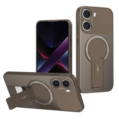 Carbon Fiber Texture MagSafe Phone Case with Holder, For Redmi K90 Pro Max / Poco F8 Ultra, For Redmi 15C 5G / 4G EU 173mm, For Redmi 15 5G Global / 15 4G SEA 169mm, For Redmi 15 5G / 4G EU 171mm, For Redmi 15C 5G / 4G Global 171mm                     ...