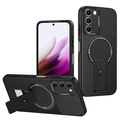 Carbon Fiber Texture MagSafe Phone Case with Holder, For Redmi K90 Pro Max / Poco F8 Ultra, For Redmi 15C 5G / 4G EU 173mm, For Redmi 15 5G Global / 15 4G SEA 169mm, For Redmi 15 5G / 4G EU 171mm, For Redmi 15C 5G / 4G Global 171mm                     ...