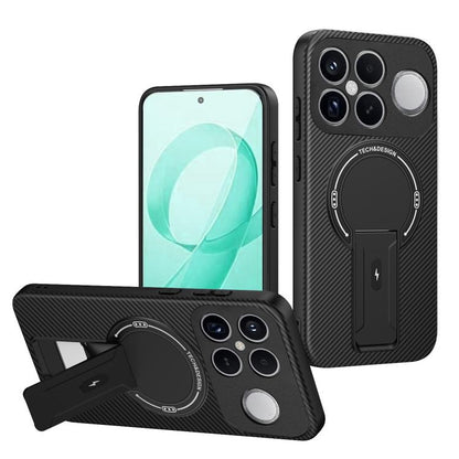 Carbon Fiber Texture MagSafe Phone Case with Holder, For Redmi K90 Pro Max / Poco F8 Ultra, For Redmi 15C 5G / 4G EU 173mm, For Redmi 15 5G Global / 15 4G SEA 169mm, For Redmi 15 5G / 4G EU 171mm, For Redmi 15C 5G / 4G Global 171mm                     ...