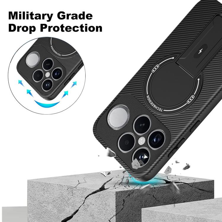 Carbon Fiber Texture MagSafe Phone Case with Holder, For Redmi K90 Pro Max / Poco F8 Ultra, For Redmi 15C 5G / 4G EU 173mm, For Redmi 15 5G Global / 15 4G SEA 169mm, For Redmi 15 5G / 4G EU 171mm, For Redmi 15C 5G / 4G Global 171mm                     ...