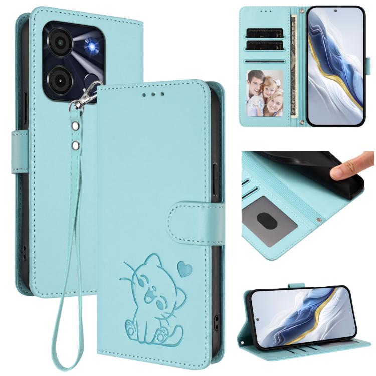Embossed Heart Cat Leather Phone Case with Hand Strap, For Itel A70, For Itel A60 / A60s, For Itel S23+, For Itel S23 / S665L, For Itel P40, For Itel P38 / S17 / Vision 3, For Itel S17 / S661W / Vision 3, For Itel A48