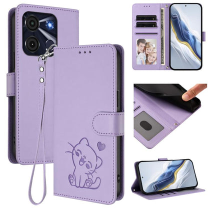 Embossed Heart Cat Leather Phone Case with Hand Strap, For Itel A70, For Itel A60 / A60s, For Itel S23+, For Itel S23 / S665L, For Itel P40, For Itel P38 / S17 / Vision 3, For Itel S17 / S661W / Vision 3, For Itel A48