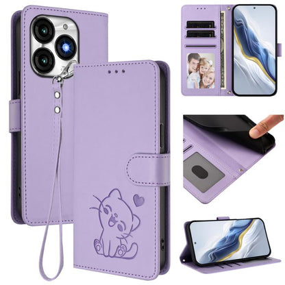 Embossed Heart Cat Leather Phone Case with Hand Strap, For Itel A70, For Itel A60 / A60s, For Itel S23+, For Itel S23 / S665L, For Itel P40, For Itel P38 / S17 / Vision 3, For Itel S17 / S661W / Vision 3, For Itel A48