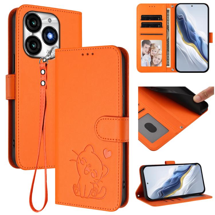 Embossed Heart Cat Leather Phone Case with Hand Strap, For Itel A70, For Itel A60 / A60s, For Itel S23+, For Itel S23 / S665L, For Itel P40, For Itel P38 / S17 / Vision 3, For Itel S17 / S661W / Vision 3, For Itel A48