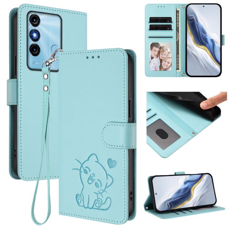 Embossed Heart Cat Leather Phone Case with Hand Strap, For Itel A70, For Itel A60 / A60s, For Itel S23+, For Itel S23 / S665L, For Itel P40, For Itel P38 / S17 / Vision 3, For Itel S17 / S661W / Vision 3, For Itel A48