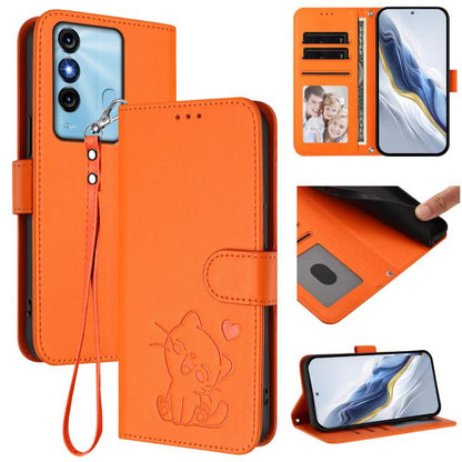 Embossed Heart Cat Leather Phone Case with Hand Strap, For Itel A70, For Itel A60 / A60s, For Itel S23+, For Itel S23 / S665L, For Itel P40, For Itel P38 / S17 / Vision 3, For Itel S17 / S661W / Vision 3, For Itel A48