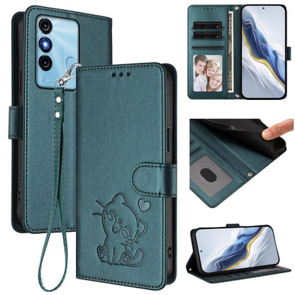 Embossed Heart Cat Leather Phone Case with Hand Strap, For Itel A70, For Itel A60 / A60s, For Itel S23+, For Itel S23 / S665L, For Itel P40, For Itel P38 / S17 / Vision 3, For Itel S17 / S661W / Vision 3, For Itel A48