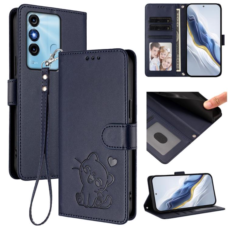 Embossed Heart Cat Leather Phone Case with Hand Strap, For Itel A70, For Itel A60 / A60s, For Itel S23+, For Itel S23 / S665L, For Itel P40, For Itel P38 / S17 / Vision 3, For Itel S17 / S661W / Vision 3, For Itel A48