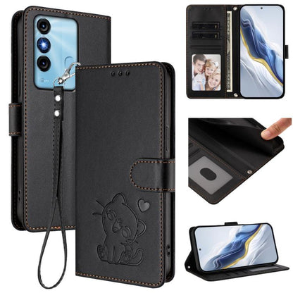 Embossed Heart Cat Leather Phone Case with Hand Strap, For Itel A70, For Itel A60 / A60s, For Itel S23+, For Itel S23 / S665L, For Itel P40, For Itel P38 / S17 / Vision 3, For Itel S17 / S661W / Vision 3, For Itel A48