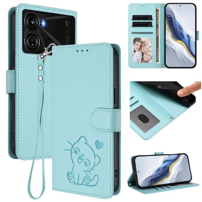 Embossed Heart Cat Leather Phone Case with Hand Strap, For Itel A70, For Itel A60 / A60s, For Itel S23+, For Itel S23 / S665L, For Itel P40, For Itel P38 / S17 / Vision 3, For Itel S17 / S661W / Vision 3, For Itel A48