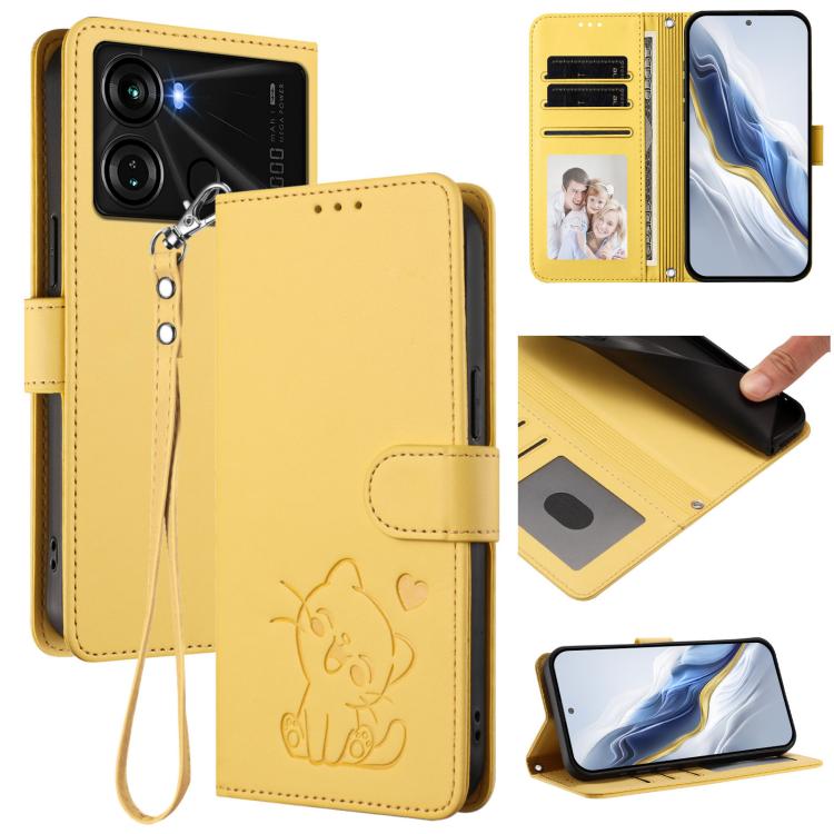 Embossed Heart Cat Leather Phone Case with Hand Strap, For Itel A70, For Itel A60 / A60s, For Itel S23+, For Itel S23 / S665L, For Itel P40, For Itel P38 / S17 / Vision 3, For Itel S17 / S661W / Vision 3, For Itel A48