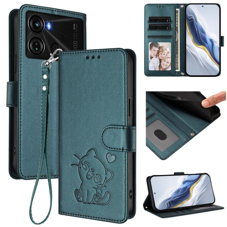 Embossed Heart Cat Leather Phone Case with Hand Strap, For Itel A70, For Itel A60 / A60s, For Itel S23+, For Itel S23 / S665L, For Itel P40, For Itel P38 / S17 / Vision 3, For Itel S17 / S661W / Vision 3, For Itel A48