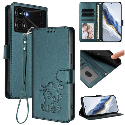 Embossed Heart Cat Leather Phone Case with Hand Strap, For Itel A70, For Itel A60 / A60s, For Itel S23+, For Itel S23 / S665L, For Itel P40, For Itel P38 / S17 / Vision 3, For Itel S17 / S661W / Vision 3, For Itel A48