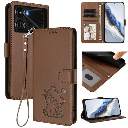 Embossed Heart Cat Leather Phone Case with Hand Strap, For Itel A70, For Itel A60 / A60s, For Itel S23+, For Itel S23 / S665L, For Itel P40, For Itel P38 / S17 / Vision 3, For Itel S17 / S661W / Vision 3, For Itel A48
